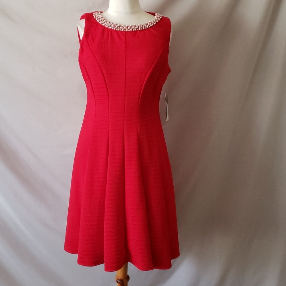 NEW Sandra Darren Sleeveless Blister Knit Dress